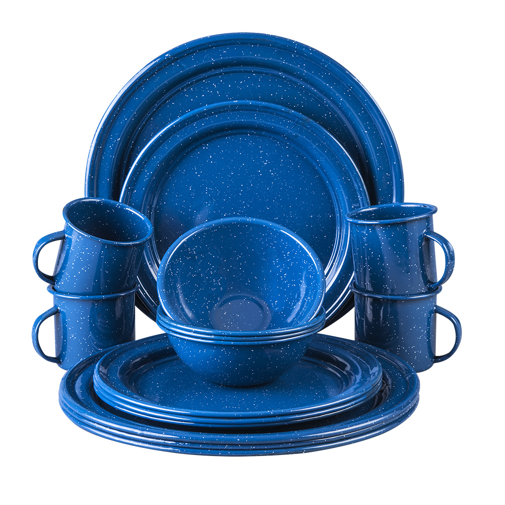 Set de Vajilla 1 persona – 3 platos de barro, color gama azul y verde  cromo, Hecho a mano, piezas únicas, sin plomo. - Barro Es