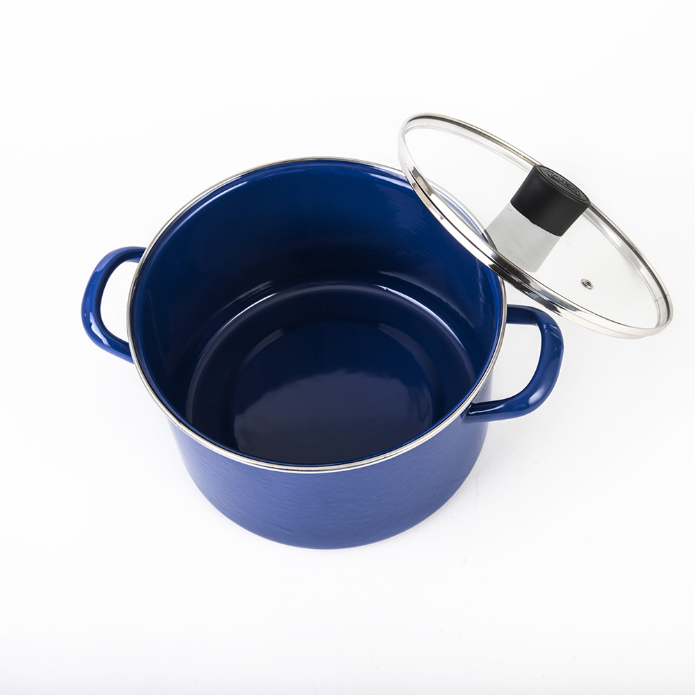  Olla de esmalte de hierro fundido azul de 10.2 in, olla de  sopa, olla de inducción de gas (tamaño: 10.2 pulgadas de largo x 4.3  pulgadas de alto) : Hogar y Cocina